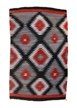 A34878 Native American Rug Navajo Handmade Area Antique Tribal 3'5'' x 5'5'' -3x5- Black Gray Red Geometric Design