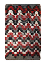 A34883 Native American Rug Navajo Handmade Area Antique Tribal 3'11'' x 6'7'' -4x7- Gray Black Red Geometric Design