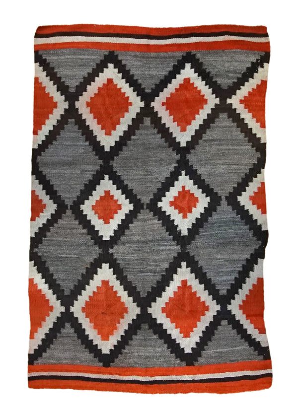 A34884 Native American Rug Navajo Handmade Area Antique Tribal 4'12'' x 7'10'' -5x8- Gray Geometric Design
