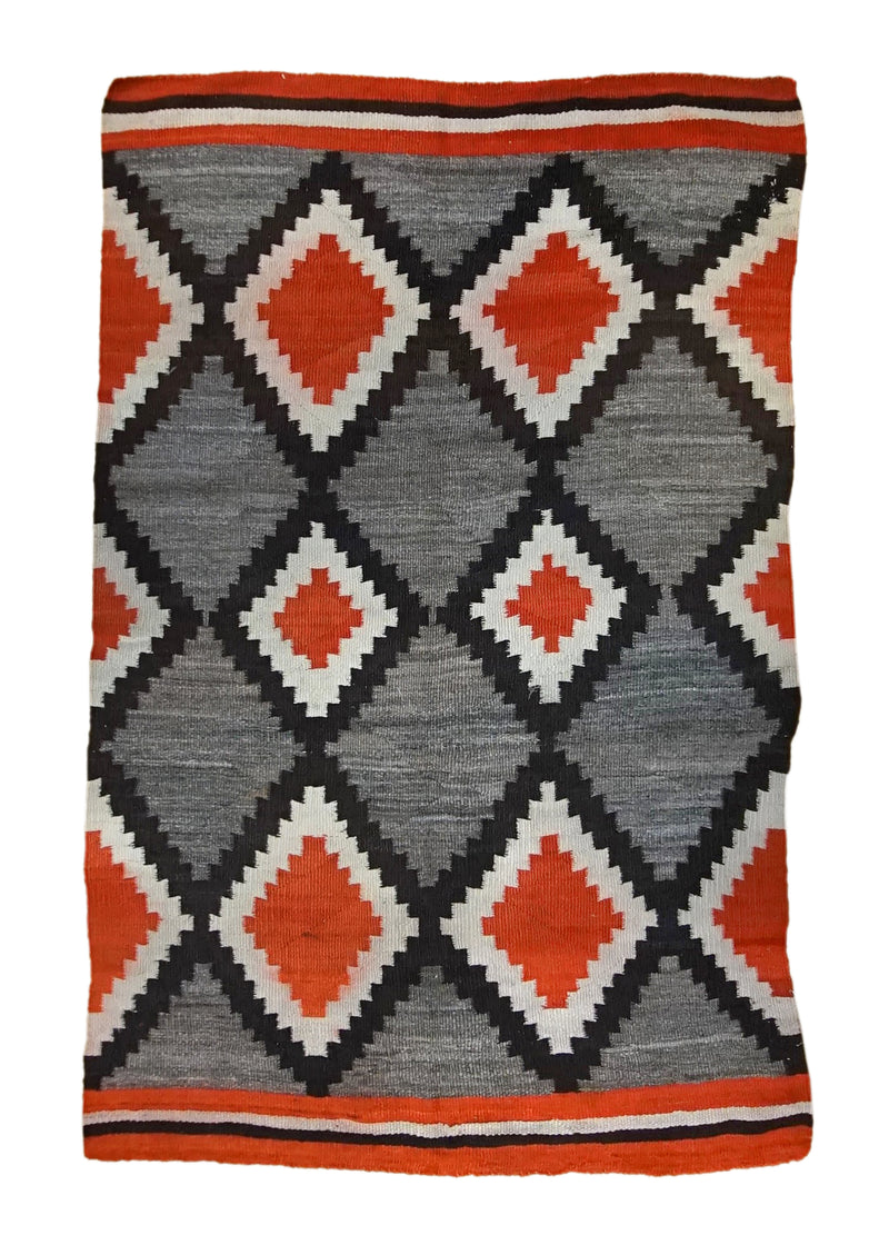 A34884 Native American Rug Navajo Handmade Area Antique Tribal 4'12'' x 7'10'' -5x8- Gray Geometric Design