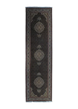 A34906 Persian Rug Tabriz Handmade Runner Traditional 2'8'' x 9'10'' -3x10- Green Blue Mahi Fish Design