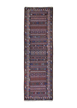 A34914 Persian Rug Sirjan Handmade Runner Tribal 2'5'' x 7'10'' -2x8- Red Multi-color Stripes Geometric Design