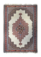 A34920 Persian Rug Senneh Handmade Area Tribal Vintage 9'3'' x 11'5'' -9x11- Whites Beige Blue Pink Kilim Open Field Geometric Design