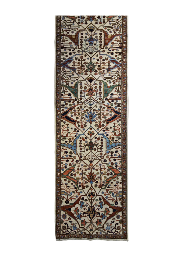 A34938 Oriental Rug Pakistani Handmade Runner Transitional Tribal 2'10'' x 14'6'' -3x15- Whites Beige Geometric Heriz Design