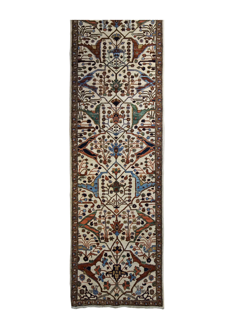 A34938 Oriental Rug Pakistani Handmade Runner Transitional Tribal 2'10'' x 14'6'' -3x15- Whites Beige Geometric Heriz Design