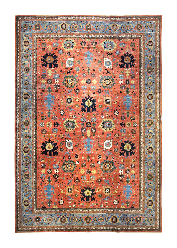 A34945 Oriental Rug Pakistani Handmade Area Transitional Tribal 13'10'' x 19'9'' -14x20- Red Geometric Heriz Design