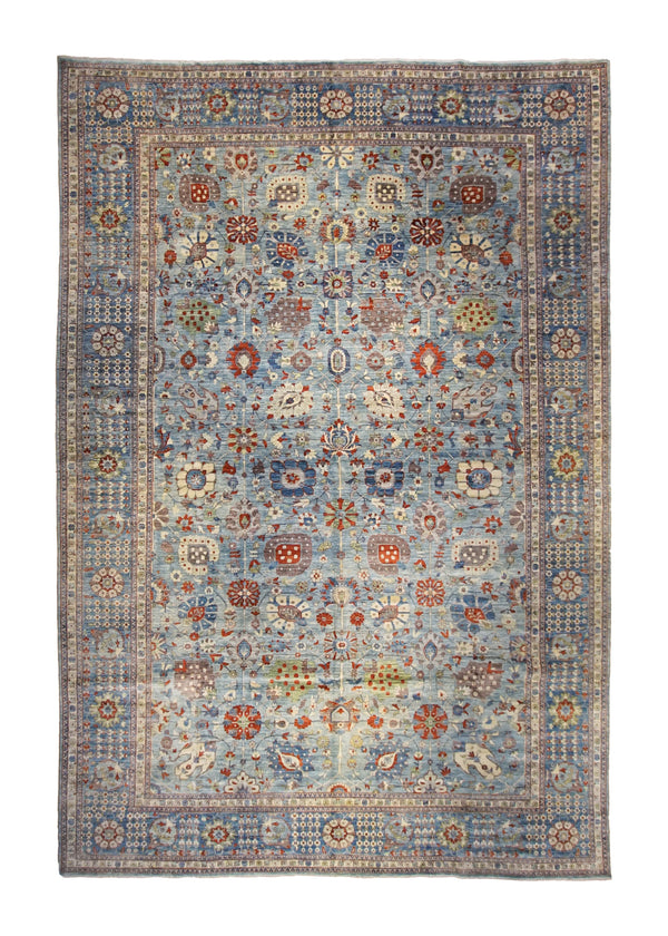 A34947 Oriental Rug Pakistani Handmade Area Traditional Transitional 12'0'' x 18'3'' -12x18- Blue Floral Nooristan Design