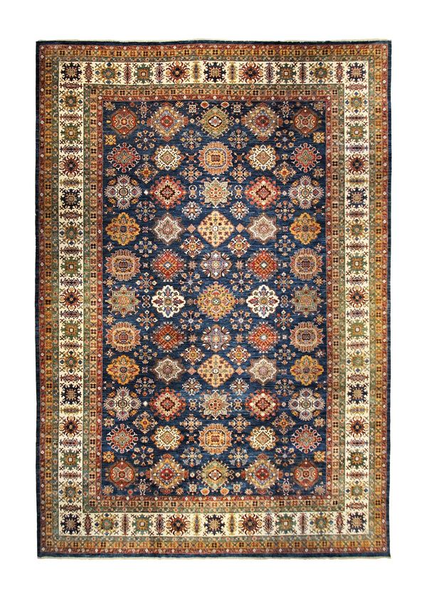 A34948 Oriental Rug Pakistani Handmade Area Traditional Transitional 13'2'' x 19'6'' -13x20- Blue Yellow Gold Geometric Design