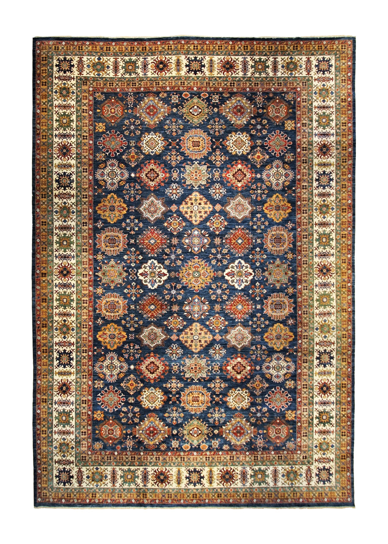A34948 Oriental Rug Pakistani Handmade Area Traditional Transitional 13'2'' x 19'6'' -13x20- Blue Yellow Gold Geometric Design