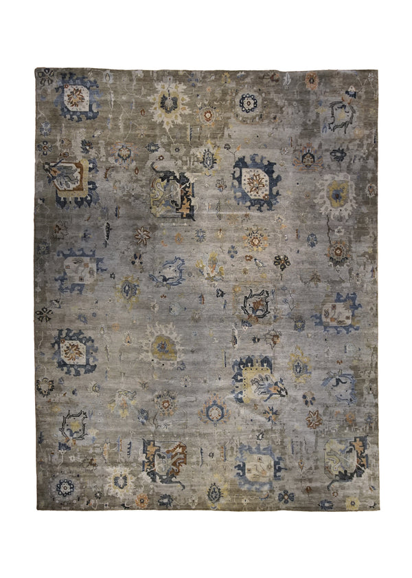 A34984 Oriental Rug Indian Handmade Area Transitional Neutral 11'11'' x 15'0'' -12x15- Whites Beige Blue Yellow Gold Oushak Design