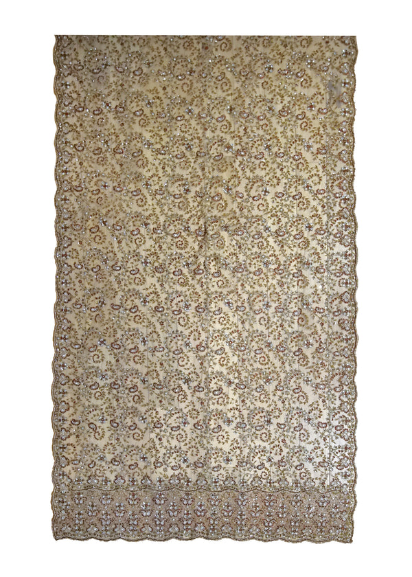 A34994 Oriental Rug Indian Handmade Area Traditional 3'4'' x 7'6'' -3x8- Whites Beige Tapestry Beaded Design