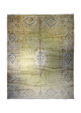 A35004 Persian Rug Lavar Kerman Handmade Area Traditional 8'11'' x 11'6'' -9x12- Yellow Gold Floral Open Field Design.jpg