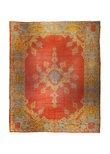 A35013 Oriental Rug Turkish Handmade Area Antique Tribal 12'4'' x 14'6'' -12x15- Red Yellow Gold Blue Geometric Oushak Design