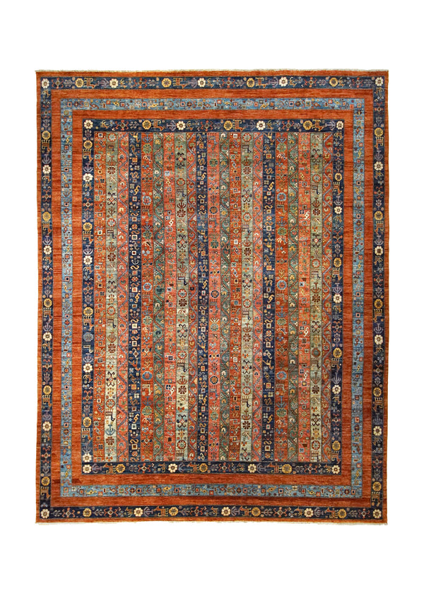 A35036 Oriental Rug Pakistani Handmade Area Transitional Tribal 8'12'' x 11'9'' -9x12- Red Geometric Khorjin Design