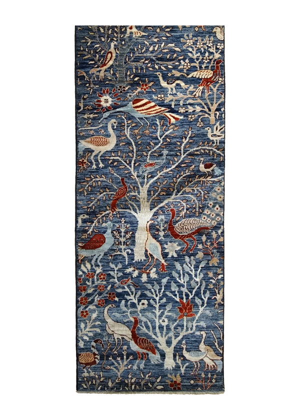 A35064 Oriental Rug Pakistani Handmade Runner Transitional 2'7'' x 11'9'' -3x12- Blue Tree of Life Animals Design