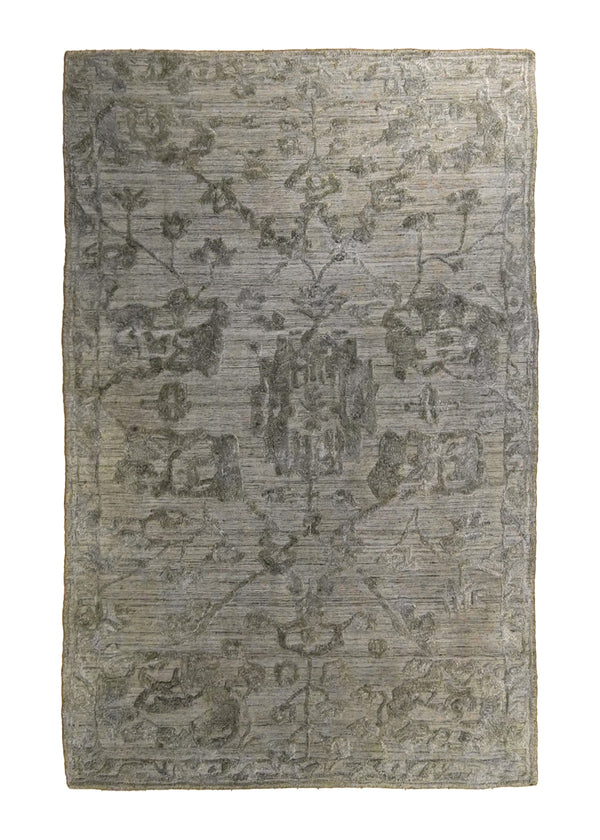 A35084 Oriental Rug Indian Handmade Area Modern Neutral 3'7'' x 5'9'' -4x6- Gray Abstract High Low Pile Design