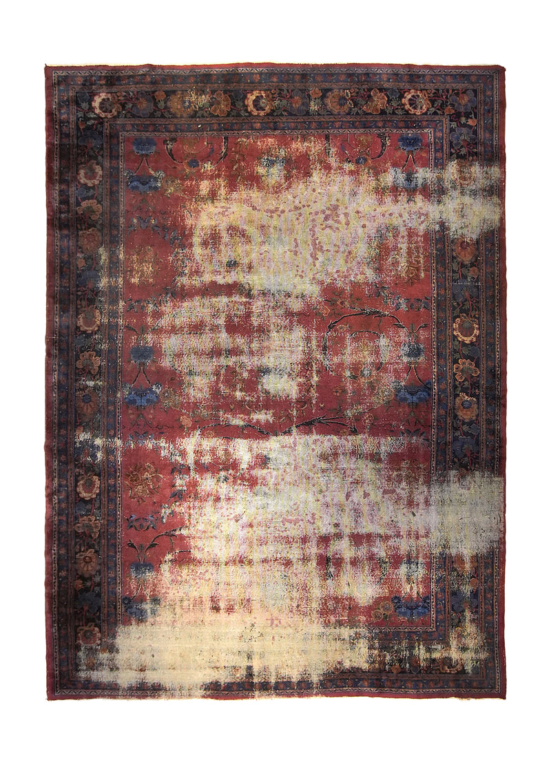 A35102 Persian Rug Mashhad Handmade Area Antique Traditional 10'0'' x 13'9'' -10x14- Red Floral Distressed Design.jpg