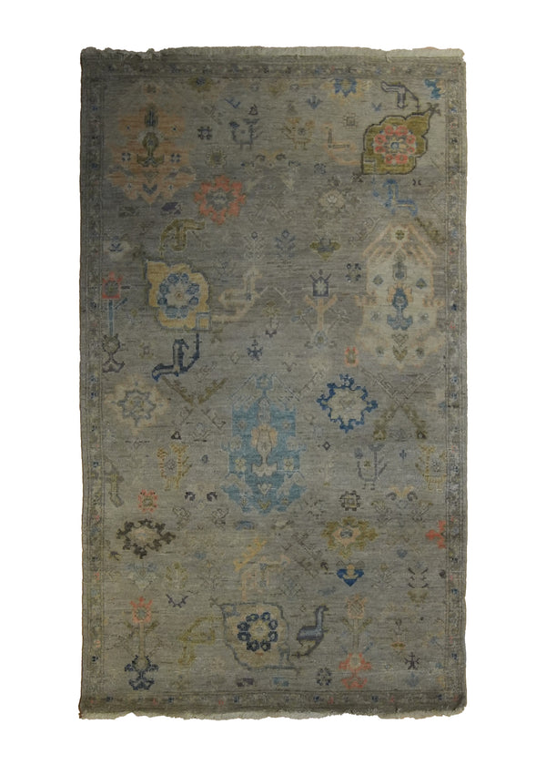 A35168 Oriental Rug Indian Handmade Area Transitional 2'10'' x 5'0'' -3x5- Whites Beige Floral Oushak Design