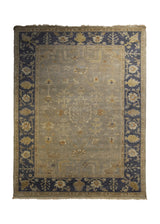 A35171 Oriental Rug Indian Handmade Area Transitional Neutral 4'2'' x 6'10'' -4x7- Whites Beige Blue Floral Oushak Design