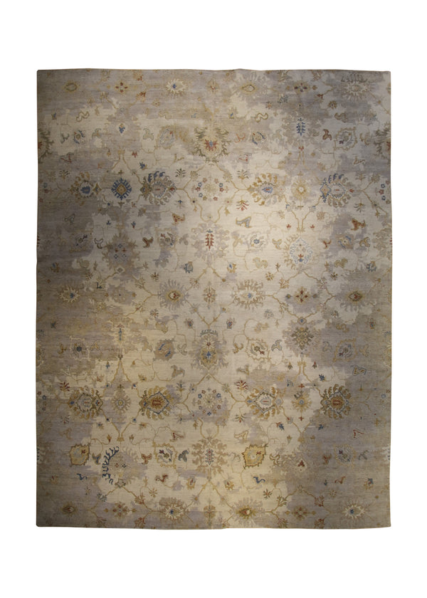 A35193 Oriental Rug Indian Handmade Area Transitional 11'10'' x 14'10'' -12x15- Whites Beige Yellow Gold Floral Oushak Design