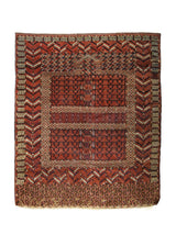 A35213 Oriental Rug Turkmen Handmade Area Antique Tribal 4'6'' x 5'7'' -5x6- Red Geometric Tekke Design