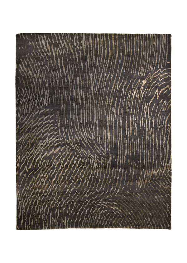 A35220 Oriental Rug Indian Handmade Area Modern 7'11'' x 9'10'' -8x10- Yellow Gold Brown Abstract Design