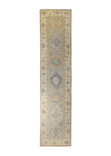 A35230 Oriental Rug Pakistani Handmade Area Transitional Neutral 2'8'' x 12'0'' -3x12- Whites Beige Multi-color Floral Oushak Design