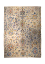 A35236 Oriental Rug Pakistani Handmade Area Transitional 9'1'' x 12'2'' -9x12- Whites Beige Blue Yellow Gold Floral Oushak Design