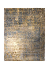A35243 Oriental Rug Pakistani Handmade Area Modern 7'12'' x 10'2'' -8x10- Gray Yellow Gold Abstract Splatter Design