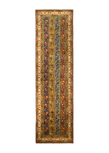 A35248 Oriental Rug Pakistani Handmade Area Transitional Tribal 2'8'' x 10'0'' -3x10- Red Blue Geometric Khorjin Design