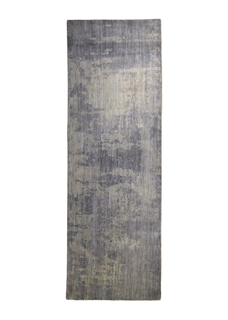 A35257 Oriental Rug Pakistani Handmade Runner Modern Neutral 3'5'' x 9'11'' -3x10- Gray Abstract Splatter Design