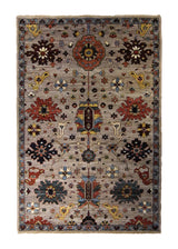 A35272 Oriental Rug Pakistani Handmade Area Transitional 4'2'' x 6'0'' -4x6- Whites Beige Red Yellow Gold Geometric Oushak Design