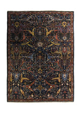 A35281 Oriental Rug Pakistani Handmade Area Transitional Tribal 5'1'' x 6'10'' -5x7- Blue Yellow Gold Geometric Heriz Design