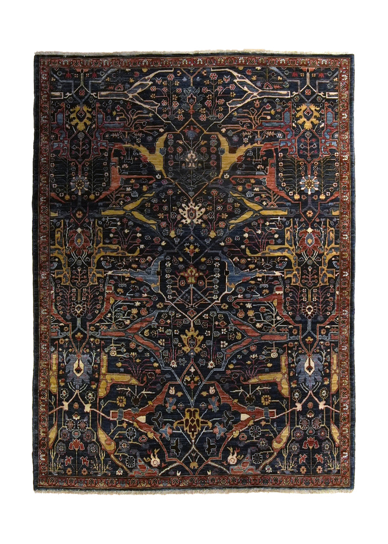 A35281 Oriental Rug Pakistani Handmade Area Transitional Tribal 5'1'' x 6'10'' -5x7- Blue Yellow Gold Geometric Heriz Design