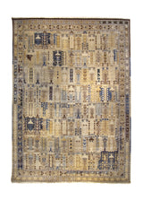 A35298 Oriental Rug Indian Handmade Area Transitional Tribal 9'12'' x 14'0'' -10x14- Whites Beige Blue Yellow Gold Geometric Animals Tree of Life Design