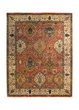 A35311 Oriental Rug Indian Handmade Area Traditional Transitional 7'10'' x 10'0'' -8x10- Red Green Floral Oushak Design