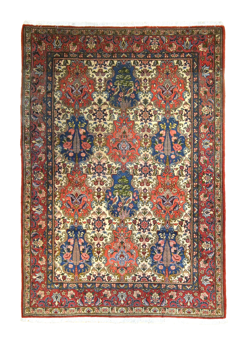 A35357 Persian Rug Sarouk Handmade Area Traditional 5'4'' x 7'10'' -5x8- Red Blue Garden Design