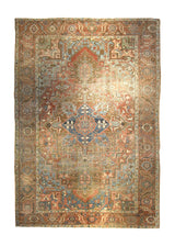 A35361 Persian Rug Serapi Handmade Area Antique Tribal 9'9'' x 13'9'' -10x14- Pink Brown Geometric Design