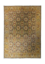 A35365 Oriental Rug Pakistani Handmade Area Transitional 6'1'' x 8'0'' -6x8- Yellow Gold Gray Antique Washed Geometric Oushak Design