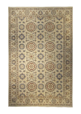 A35375 Oriental Rug Pakistani Handmade Area Transitional 5'10'' x 8'11'' -6x9- Whites Beige Antique Washed Geometric Oushak Design