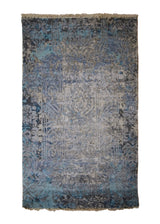 A35390 Oriental Rug Indian Handmade Area Modern Neutral 2'0'' x 3'0'' -2x3- Whites Beige Blue Abstract Erased Design