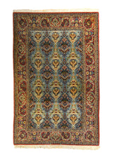 A35482 Persian Rug Isfahan Handmade Area Traditional 3'7'' x 5'7'' -4x6- Red Blue Floral Design