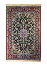 A35483 Persian Rug Isfahan Handmade Area Traditional 3'6'' x 5'6'' -4x6- Blue Red Floral Seirafian Design