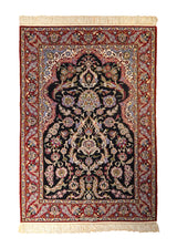 A35484 Persian Rug Isfahan Handmade Area Traditional 3'7'' x 5'2'' -4x5- Red Blue Floral Seirafian Design