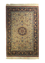 A35485 Persian Rug Isfahan Handmade Area Traditional 3'4'' x 5'2'' -3x5- Whites Beige Blue Floral Design