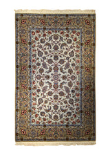 A35491 Persian Rug Isfahan Handmade Area Traditional 4'12'' x 7'6'' -5x8- Whites Beige Blue Floral Design