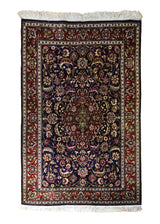 A35494 Persian Rug Qum Handmade Area Traditional 3'3'' x 4'11'' -3x5- Red Blue Floral Design