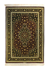 A35511 Persian Rug Saveh Handmade Area Traditional 3'3'' x 4'9'' -3x5- Red Yellow Gold Black Floral Naini Design