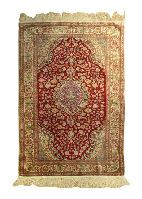 A35523 Oriental Rug Turkish Handmade Area Traditional 3'5'' x 5'0'' -3x5- Red Prayer Rug Design