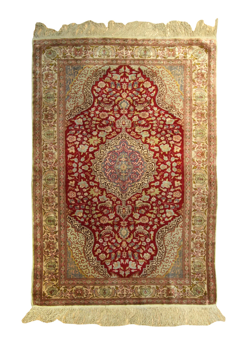 A35523 Oriental Rug Turkish Handmade Area Traditional 3'5'' x 5'0'' -3x5- Red Prayer Rug Design